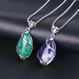 Buddha Gift Marquise Pattern Natural Crystal Stone Charm Necklace Pendant