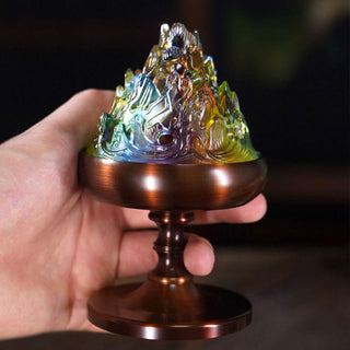 Buddha Gift Liuli Crystal Mountain Healing Meditation Incense Burner