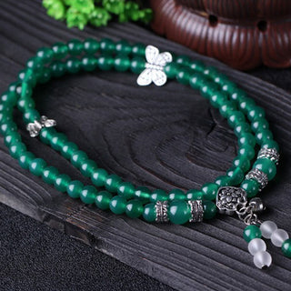 Buddha Gift Natural Green Agate Butterfly Support Bracelet
