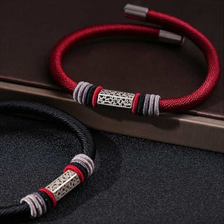 Buddha Gift 925 Sterling Silver Om Mani Padme Hum Peace Red String Bracelet