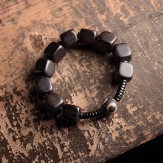 Buddha Gift Tibetan Ebony Wood Dzi Bead Strength Bracelet