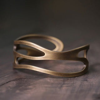 Buddha Gift Vintage Curved Copper Brass Wealth Adjustable Cuff Bracelet Bangle