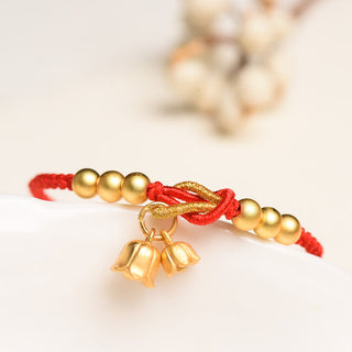 Buddha Gift Handcrafted Lily Of The Valley Flower Charm Design Luck Protection Braided Bracelet