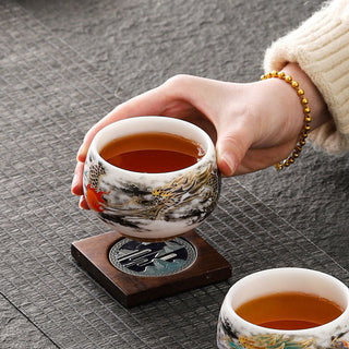 Buddha Gift Dragon Playing With Pearl Design White Porcelain Ceramic Teacup Kung Fu Tea Cup 160ml