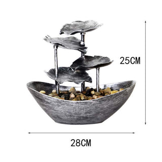 Buddha Gift Lotus Leaf Shaped Waterfall Fountain Tabletop Ornaments With LED Light Home Office Desktop Decoration