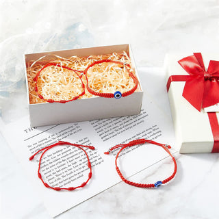 Buddha Gift 4Pcs Evil Eye Seven Knot Red String Protection Bracelet