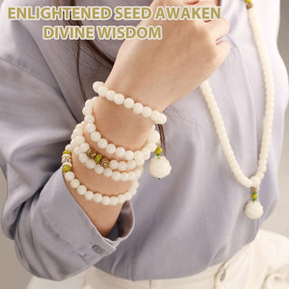 Buddha Gift White Jade Bodhi Lotus Mala Harmony Necklace Bracelet