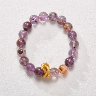Buddha Gift Purple Phantom Copper Gold-plated Dragon Wisdom Bracelet