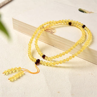 Buddha Gift 108 Mala Beads Natural Amber Clear Anxiety Bracelet