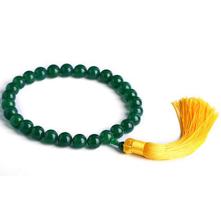 Buddha Gift Natural Green Agate Wrist Mala Power Tassels Pocket Mala Car Decoration