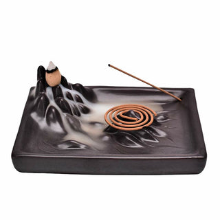 Buddha Gift Mountains Flowing Water Ceramic Blessing Backflow Incense Burner