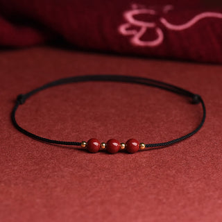 Buddha Gift Natural Lucky Cinnabar Bead Blessing String Bracelet Anklet