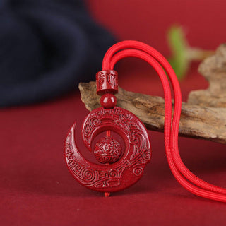 Buddha Gift One's Luck Improves Design Patern Natural Cinnabar Concentration Necklace Pendant