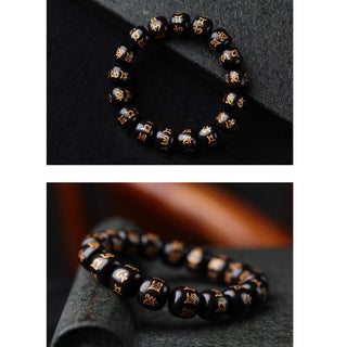Buddha Gift Tibetan Ebony Wood Om Mani Padme Hum Engraved Peace Bracelet