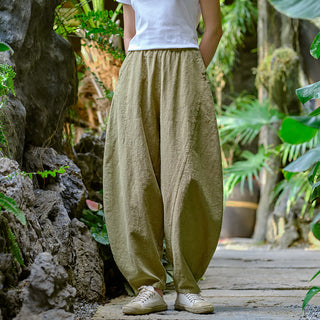 Buddha Gift Solid Color Loose Yoga Harem Pants With Pockets