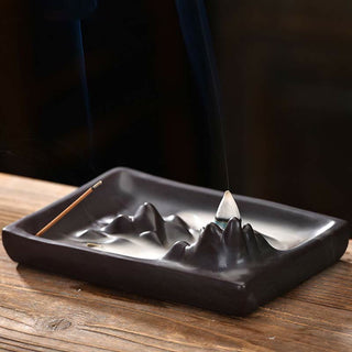 Buddha Gift Mountains Flowing Water Ceramic Blessing Backflow Incense Burner