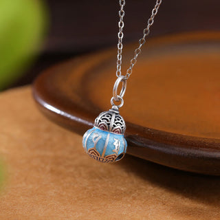 Buddha Gift 999 Sterling Silver Om Mani Padme Hum Engraved Gourd Design Wisdom Necklace Pendant