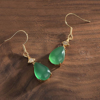 Buddha Gift Cyan Jade Luck Drop Earrings