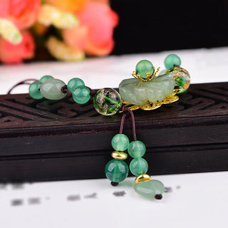 Buddha Gift Natural Green Jade Luck Dangling Flower Bracelet