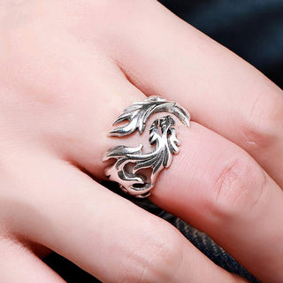 Buddha Gift Dragon Pattern Protection Strength Adjustable Ring