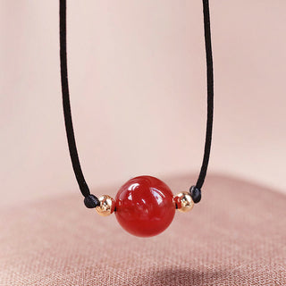 Buddha Gift Natural Red Agate Chalcedony Self-acceptance Confidence String Bead Bracelet Necklace Pendant