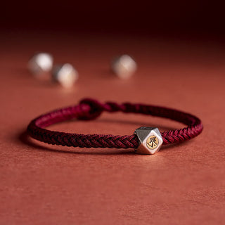 Buddha Gift 925 Sterling Silver Handmade Chinese Zodiac Natal Buddha Luck Protection Braided String Bracelet