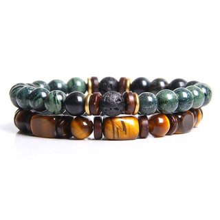 Buddha Gift 2PCS Healing Crystal Emperor Stone Tiger Eye Bead Bracelet