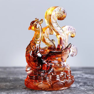 Buddha Gift Feng Shui Four Symbols Azure Dragon Handmade Liuli Crystal Art Piece Home Office Decoration