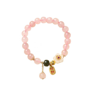 Buddha Gift Natural Pink Crystal Jade Flower Warm Love Bracelet