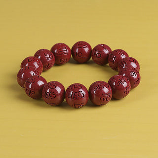 Buddha Gift Natural Double PiXiu Cinnabar Om Mani Padme Hum Wealth Luck Bead Bracelet