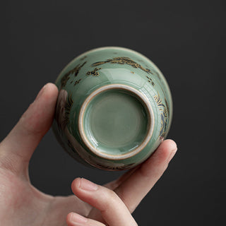 Buddha Gift Butterfly Flower Lotus Koi Fish Plum Blossom Ceramic Teacup Kung Fu Tea Cup 100ml