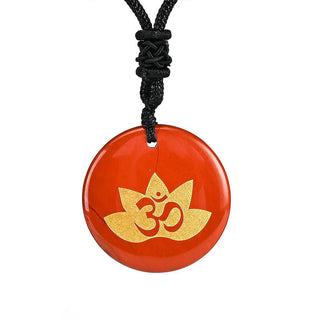 Buddha Gift OM Lotus Symbol Various Crystal Amethyst Tiger Eye Healing Necklace Pendant
