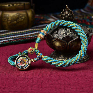 Buddha Gift Tibetan Handmade Luck Thangka Prayer Wheel Charm Weave String Bracelet