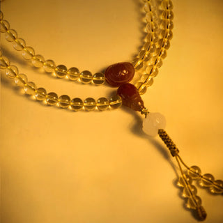 Buddha Gift 108 Mala Beads 925 Sterling Silver Natural Citrine Red Agate White Jade Prosperity Charm Bracelet