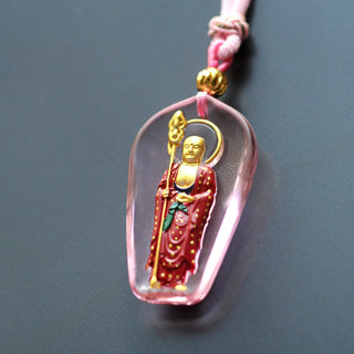 Buddha Gift Ksitigarbha Buddha Liuli Crystal Compassion Amulet Necklace Pendant