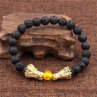 Buddha Gift White Turquoise Lava Rock Dragon Blessing Beaded Bracelet