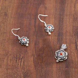 Buddha Gift 925 Sterling Silver Om Mani Padme Hum Lotus Peace Necklace Pendant Earrings