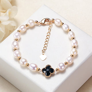 Buddha Gift Pearl Four Leaf Clover Wealth Chain Bracelet