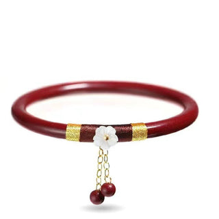 Buddha Gift 2Pcs Cinnabar Flower Blessing Bangle Charm Bracelet