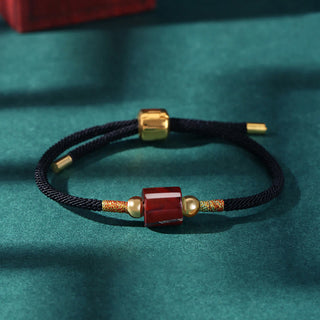 Buddha Gift Tibet Handmade Green Aventurine Red Stone Malachite Luck Protection Braided Rope Bracelet