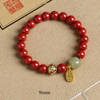 Buddha Gift Cinnabar Green Aventurine Fortune Protection Charm Bracelet