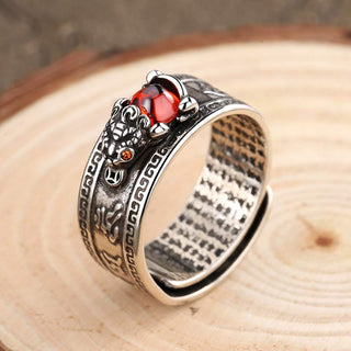Buddha Gift Red Agate PiXiu Wealth Ring