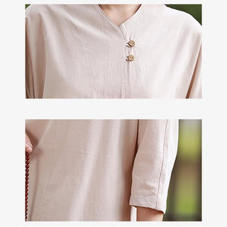 Buddha Gift 2Pcs Shirt Top Pants Meditation Zen Tai Chi Cotton Linen Clothing Women's Set