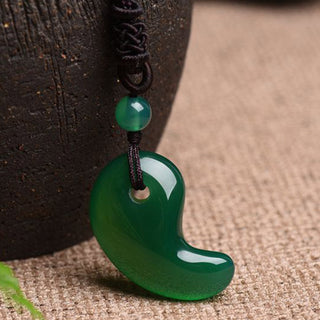 Buddha Gift Red Agate Green Agate Moon Pattern Confidence Calm Necklace