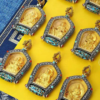 Buddha Gift Tibet Chinese Zodiac Natal Buddha Thangka Prosperity Rotatable Dzi Bead Necklace Pendant