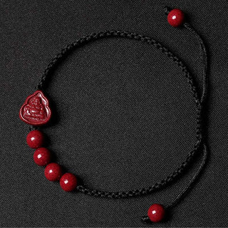 Buddha Gift Laughing Buddha Avalokitesvara Cinnabar Blessing String Bracelet