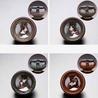 Buddha Gift Small Koi Fish Kiln Change Chinese Jianzhan Ceramic Teacup Kung Fu Tea Cup 60ml