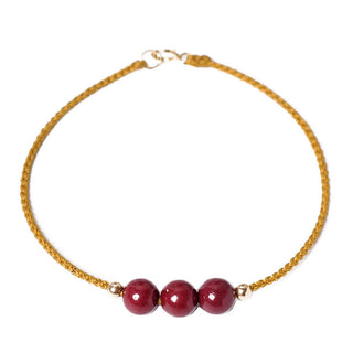 Buddha Gift 14K Gold Plated Natural Cinnabar Blessing String Braided Bracelet