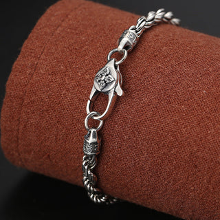 Buddha Gift 925 Sterling Silver Tibet Om Mani Padme Hum Double Dorje Vajra Twisted Design Peace Love Bracelet