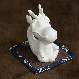 Buddha Gift Year Of The Dragon Luck White Porcelain Ceramic Tea Pet Home Figurine Decoration